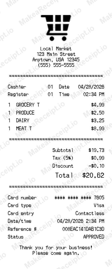 Tape Receipt