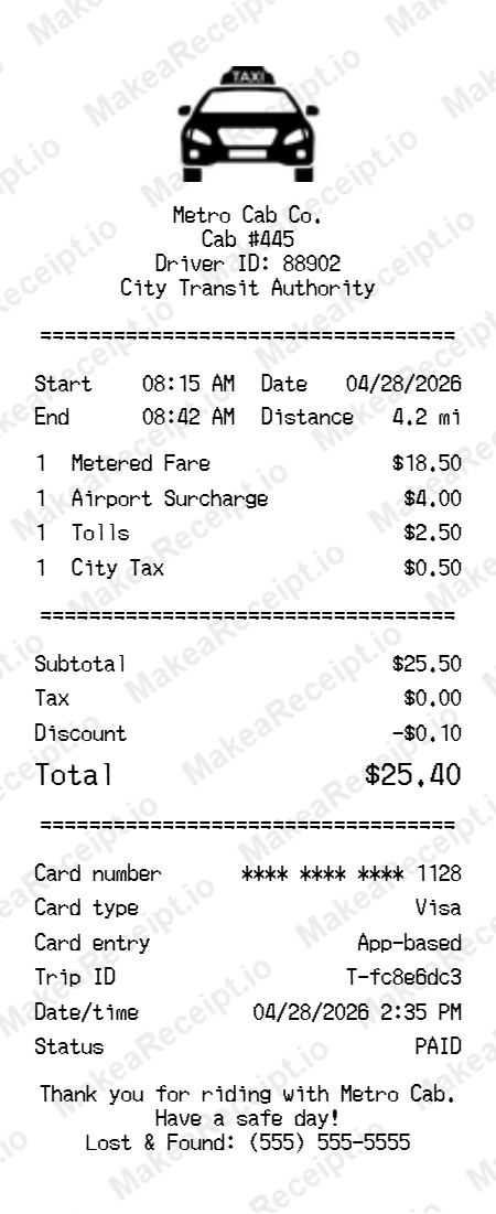 Taxi Receipt