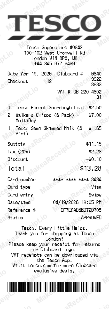 Tesco Receipt