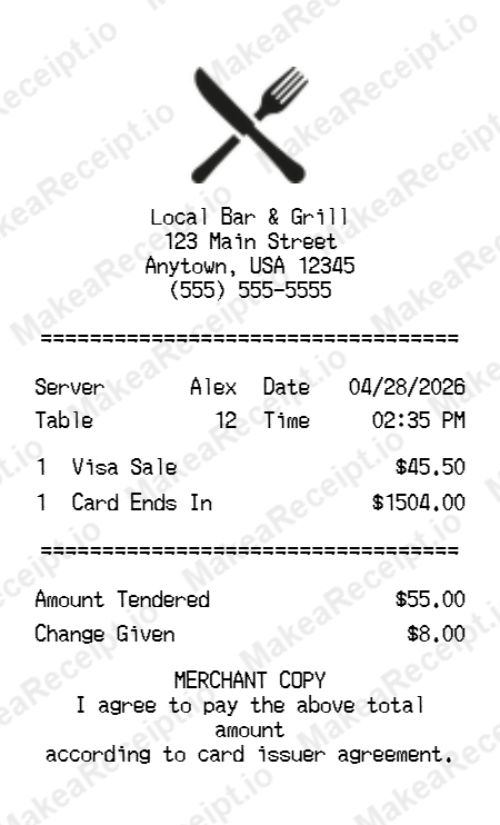 Tip Receipt