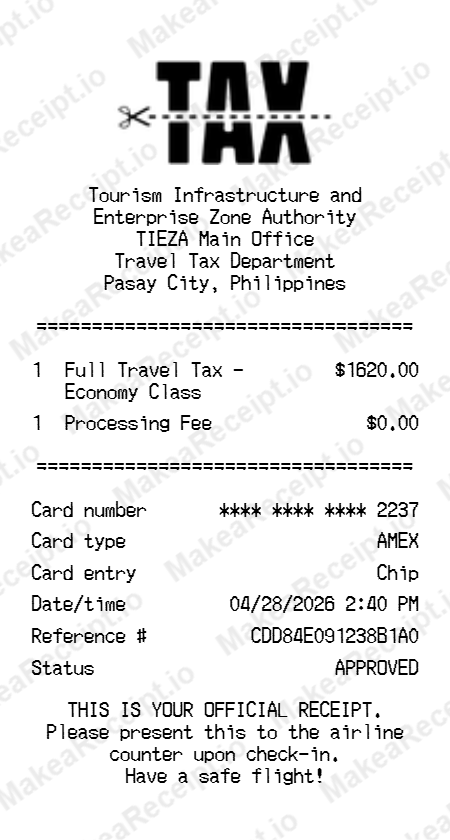 Travel Tax Receipt