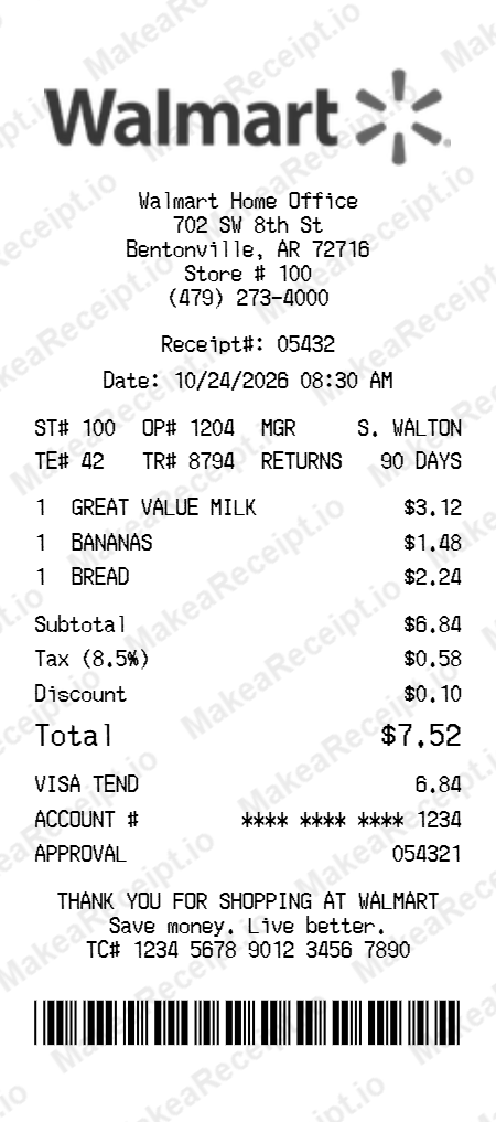 Walmart Receipt