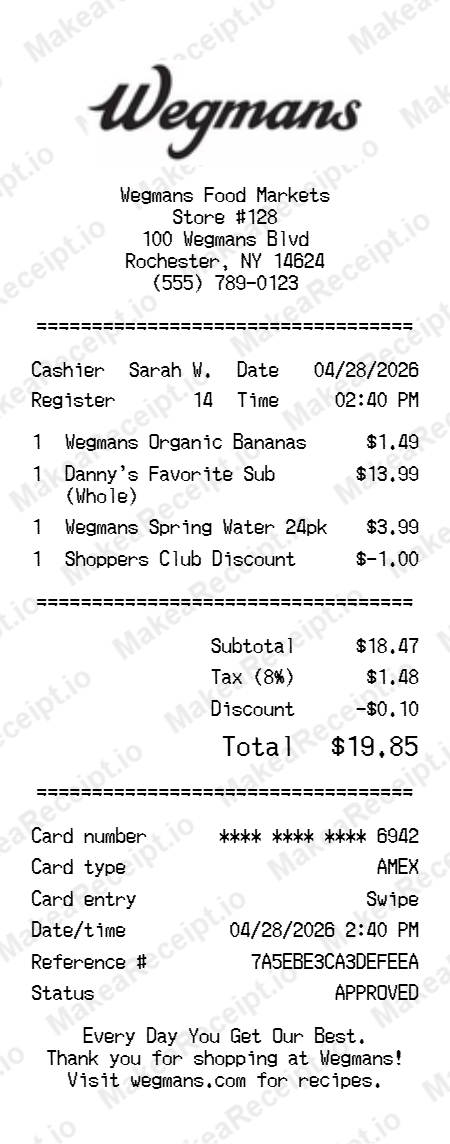 Wegmans Receipt