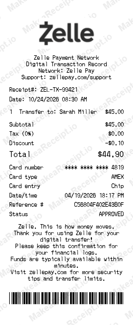 Zelle Receipt